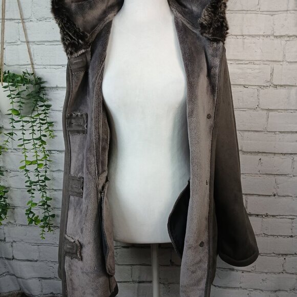 WOMEN'S NAUTICA BRAND COAT, THIGH LENGTH, FAUX FUR LINED HOOD, SIZE LARGE, Y2K - Picture 5 of 12